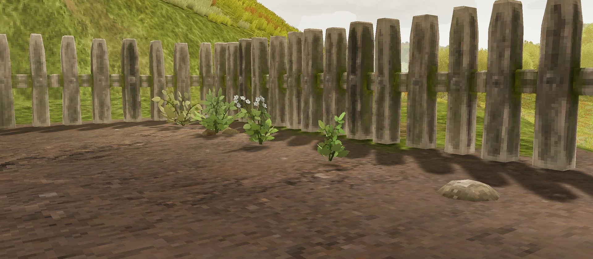 Yugopunk crop growth stages shown side by side: Seedling, Growing, Adult Plant, and Dead stage, each with a distinct 3D model